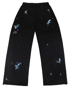 color painting side tuck sweat pants (black)