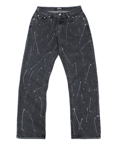painting reflect wide denim pants (washed black)